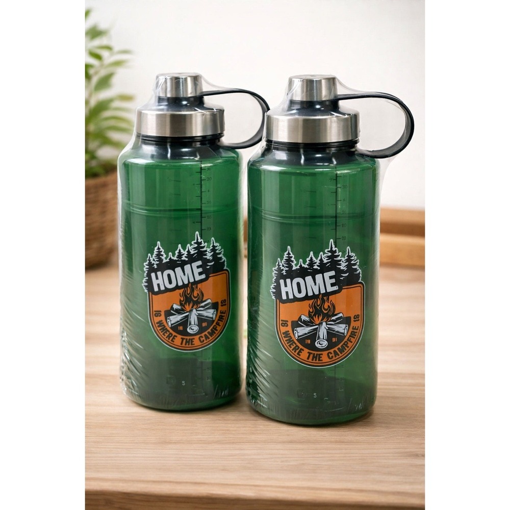 Ozark Trail 32 oz Green Water Bottle Camping BPA Free Tritan 2 Pack‎